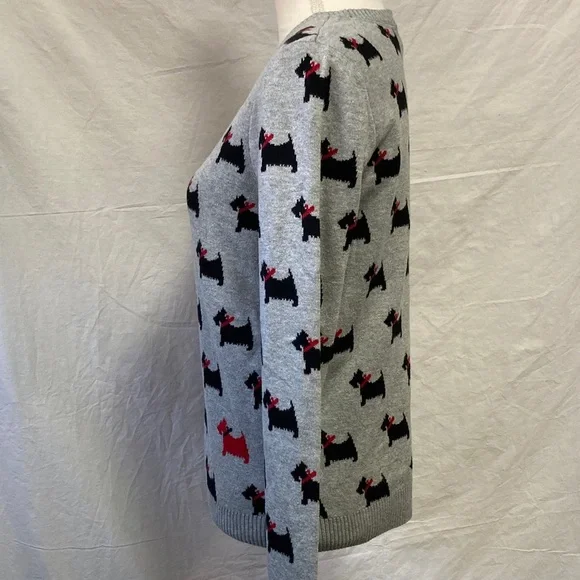 Charter Club PETITE Gray Sweater with Black Scottie Dog Pattern - Picture 6 of 9
